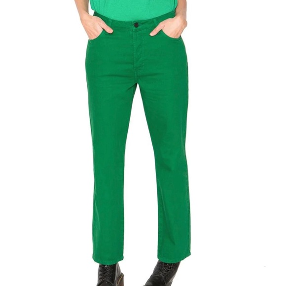 Free People • Sandrine Rose Kelly Green Denim Jeans - Picture 3 of 5